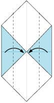 1、正方形纸背面朝上，对折出两条对角线