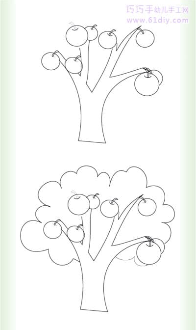 苹果树的画法步骤图解