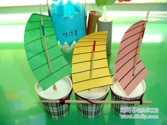 纸杯筷子手工帆船