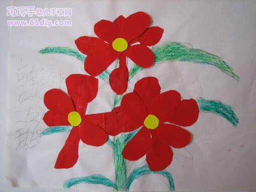 幼儿手工贴画：漂亮的花朵2