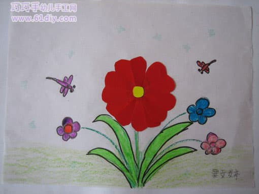 幼儿手工贴画：漂亮的花朵4