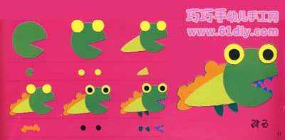 鳄鱼撕纸画教程