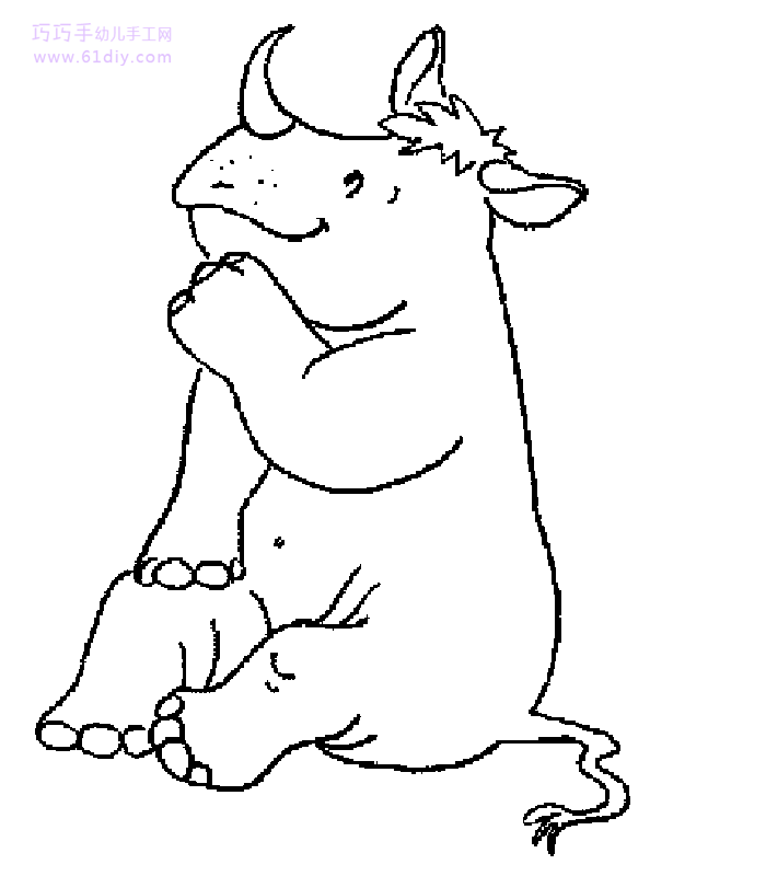 犀牛的简笔画（填色图）