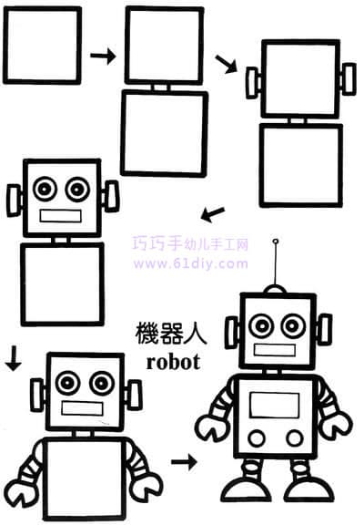机器人简笔画2（方形变变变）