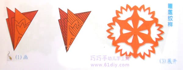 睡莲纹样剪纸（六角折剪）