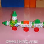 幼儿环保手工——酸奶瓶列车