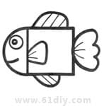 动物简笔画——小鱼（方形变变变）