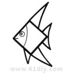 动物简笔画——热带鱼（方形变变变）