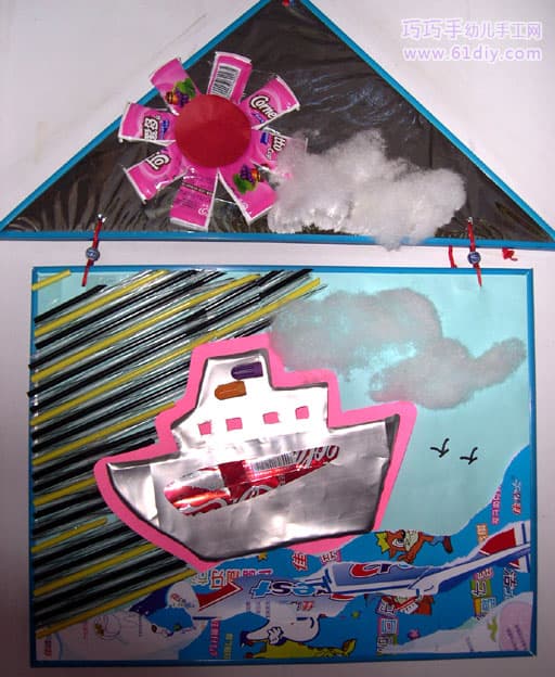 易拉罐手工贴画——大海和轮船