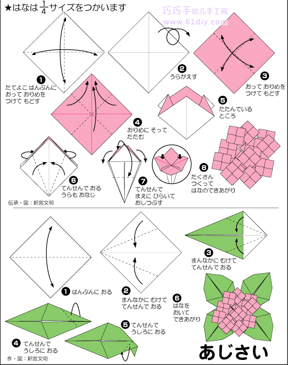 折纸基础：聚盆子(花折纸)
