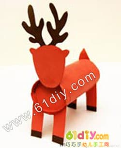 卷纸芯手工制作圣诞麋鹿