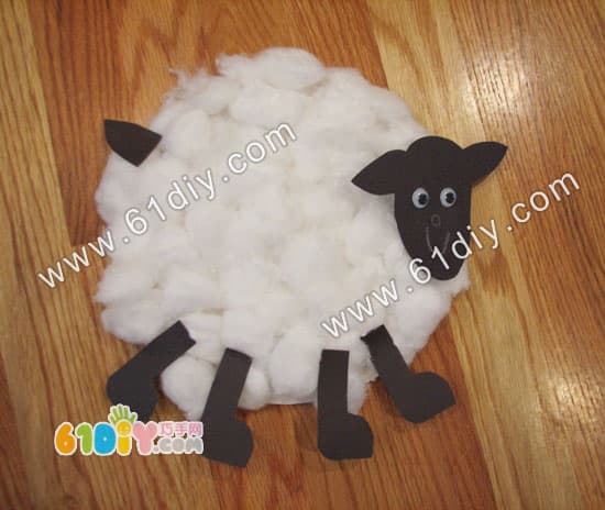 纸盘手工——棉花小羊
