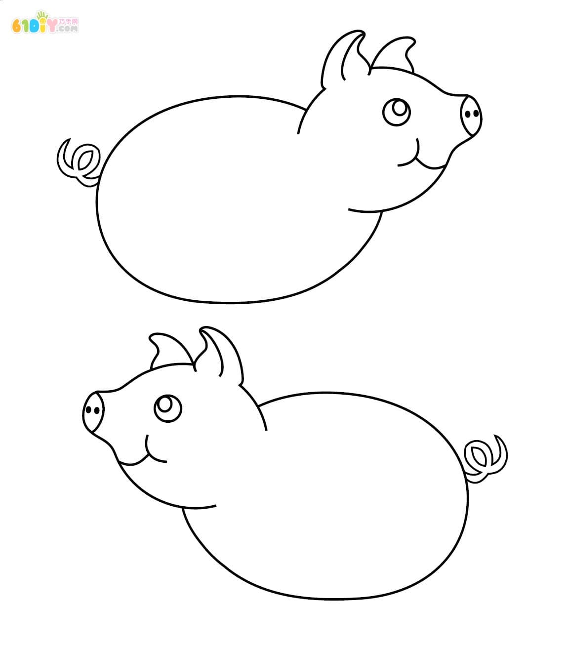 猪的简笔画（填色图）