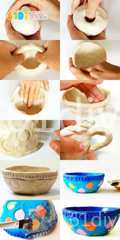 黏土制作个性杯子果盘