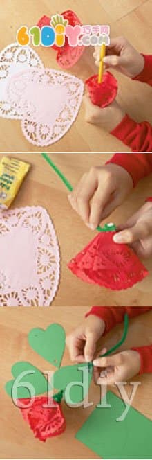 蕾丝蛋糕纸制作情人节花束