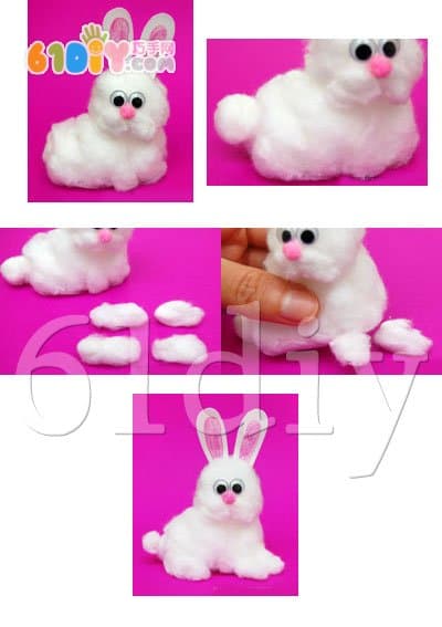棉花团手工——可爱的小白兔