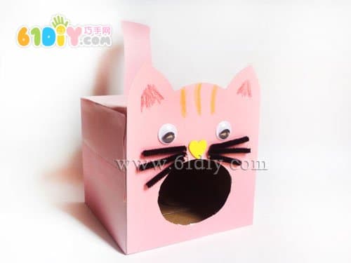 纸盒手工制作小猫吃鱼