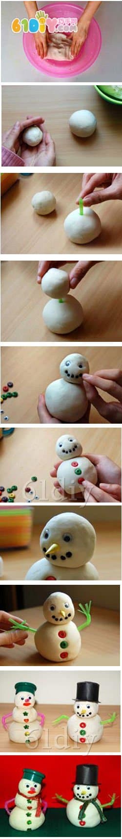 怎样用黏土制作雪人