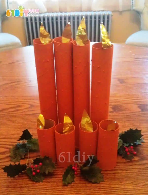 纸筒制作圣诞节装饰蜡烛