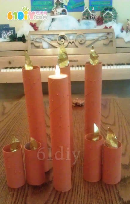 纸筒制作圣诞节装饰蜡烛