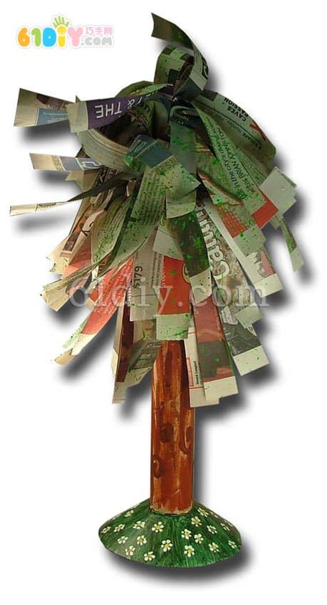 儿童春天手工——用报纸纸筒手工制作树
