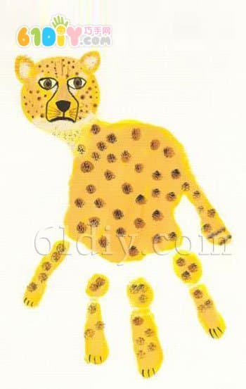 儿童创意手印画：豹子