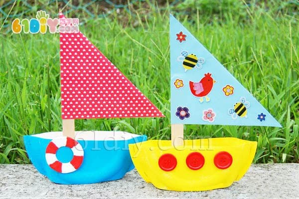 幼儿园手工——漂亮的纸盘小船
