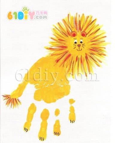 儿童创意手印画：狮子