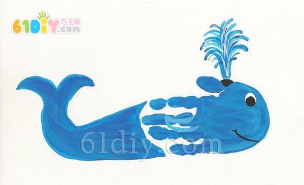 儿童手印画鲸鱼