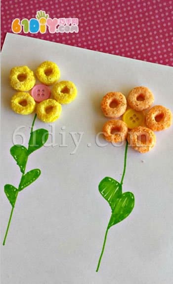 儿童创意手工——燕麦圈小花