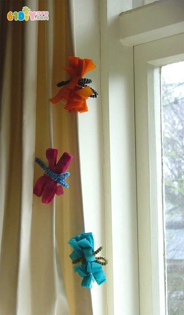 幼儿园小制作：皱纹纸手工蜻蜓