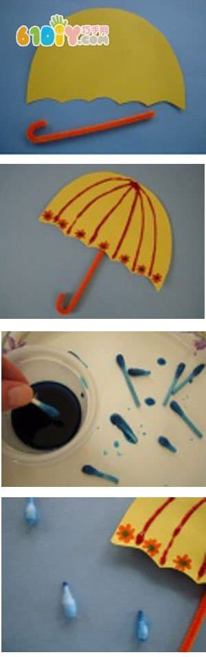 儿童创意手工贴画：下雨天