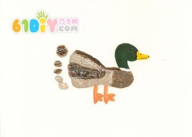 可爱有趣的创意脚印画——绿头鸭