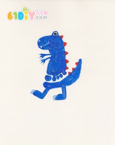 可爱有趣的创意脚印画——恐龙