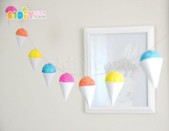 儿童夏日手工——泡沫球DIY冰淇淋挂饰