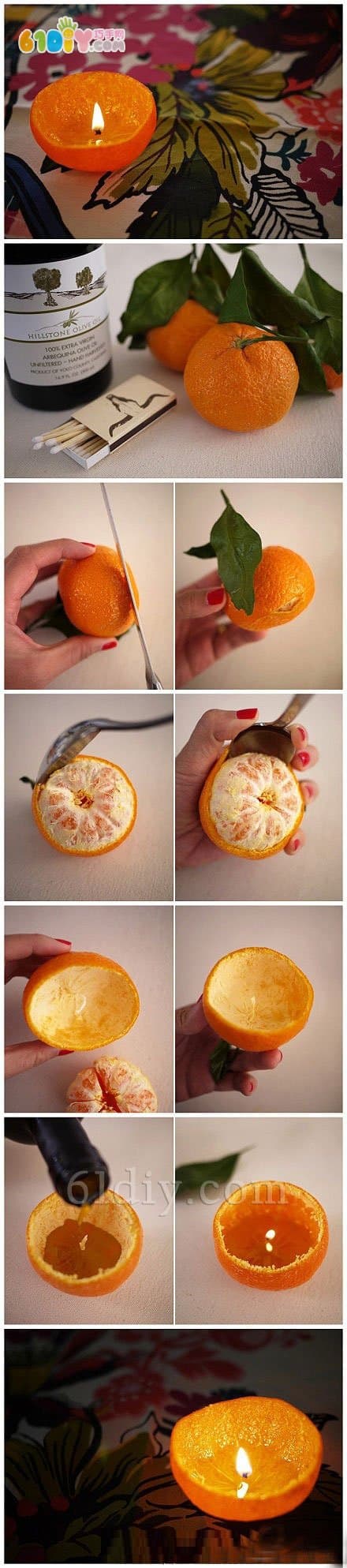 橘子皮DIY制作小桔灯