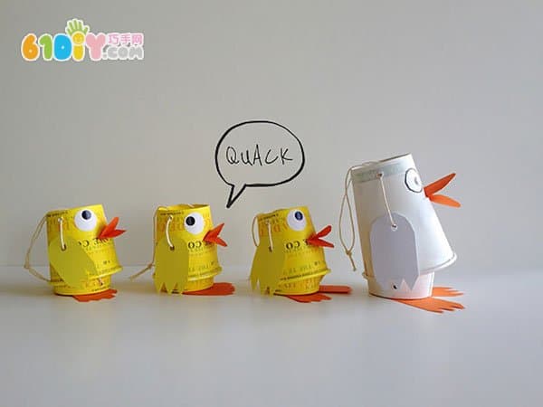 纸杯制作玩偶小鸭子的一家