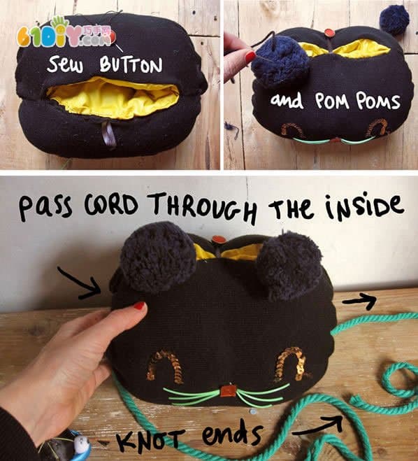 旧毛衣手工制作小猫手套包