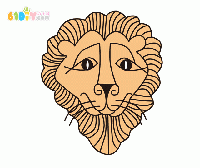 废纸板手工制作立体动物：狮子