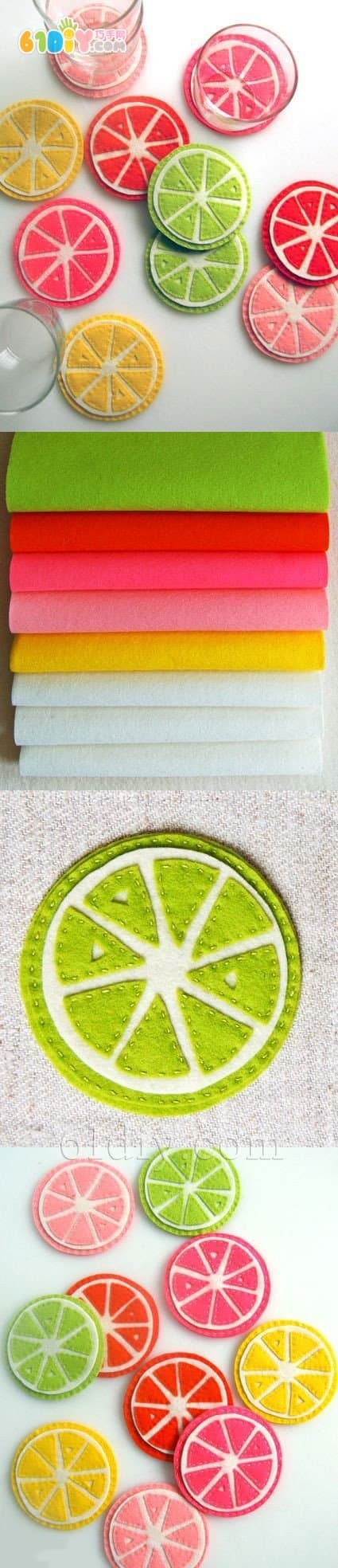 不织布制作柠檬杯垫