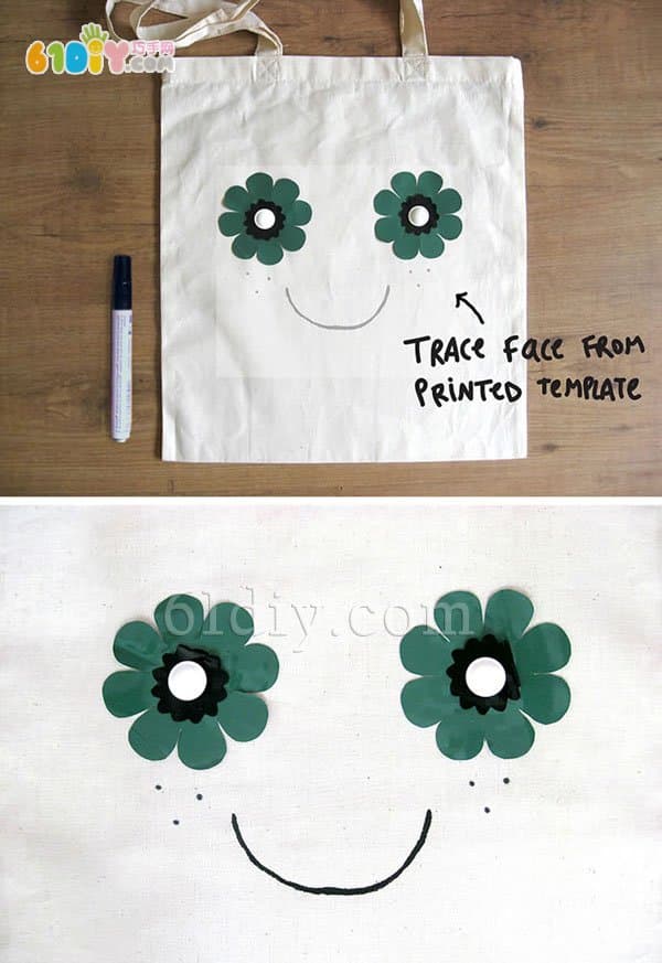 DIY花朵笑脸手提袋