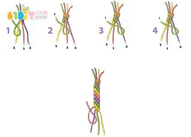 五彩手绳编织教程