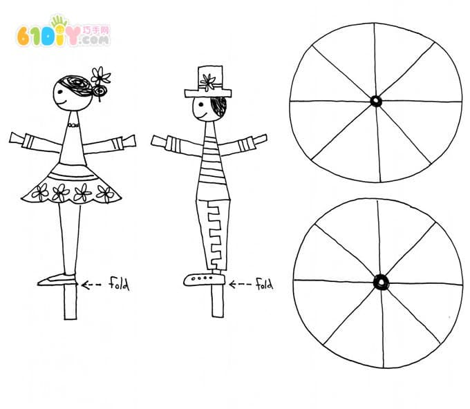 趣味手工：骑独轮车的小人