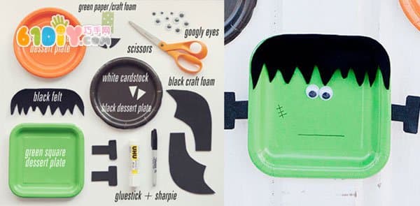 纸盘DIY制作万圣节小鬼：绿人怪、蝙蝠、南瓜人
