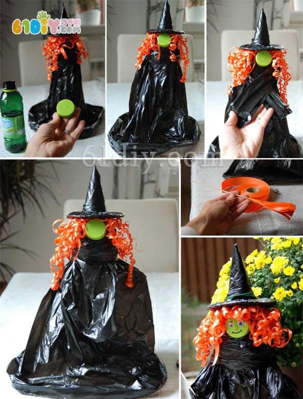万圣节手工DIY塑料袋女巫