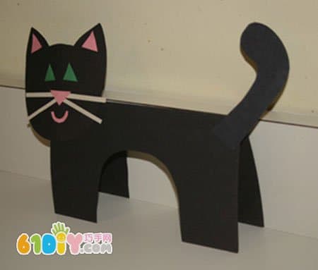 儿童手工 可爱的立体小黑猫