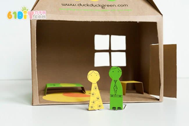 儿童手工 纸盒小房子
