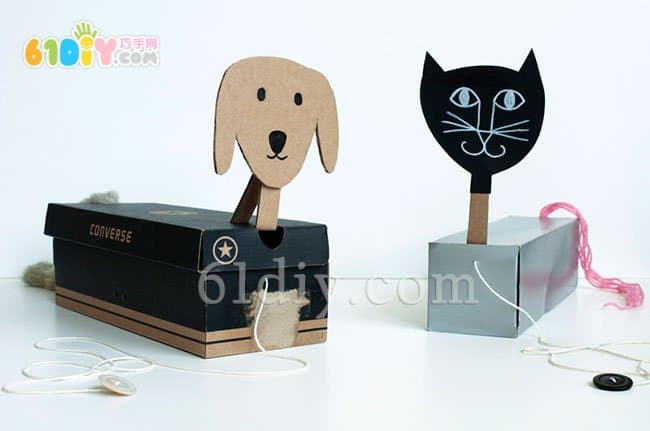 纸盒废物利用 小狗和小猫立体玩具