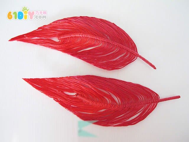 毛线DIY制作漂亮的羽毛