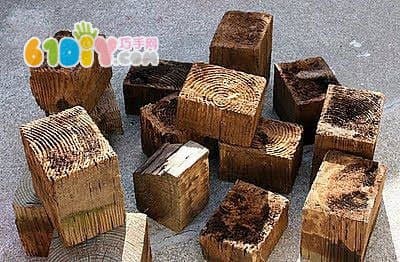 木头块DIY制作七彩凳子玩具